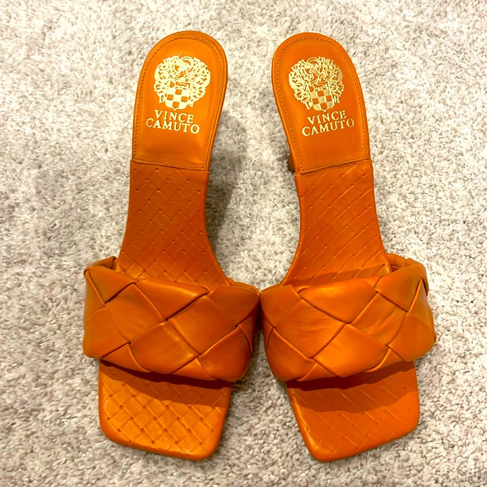 Vince Camuto orange mules